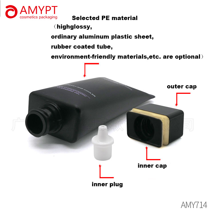 Średnica 30 mm Puste opakowanie kosmetyków do mycia twarzy Owalna tuba z czarną klapką